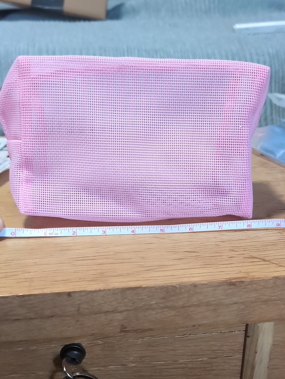 Pink Mesh Cosmetic Makeup Bag